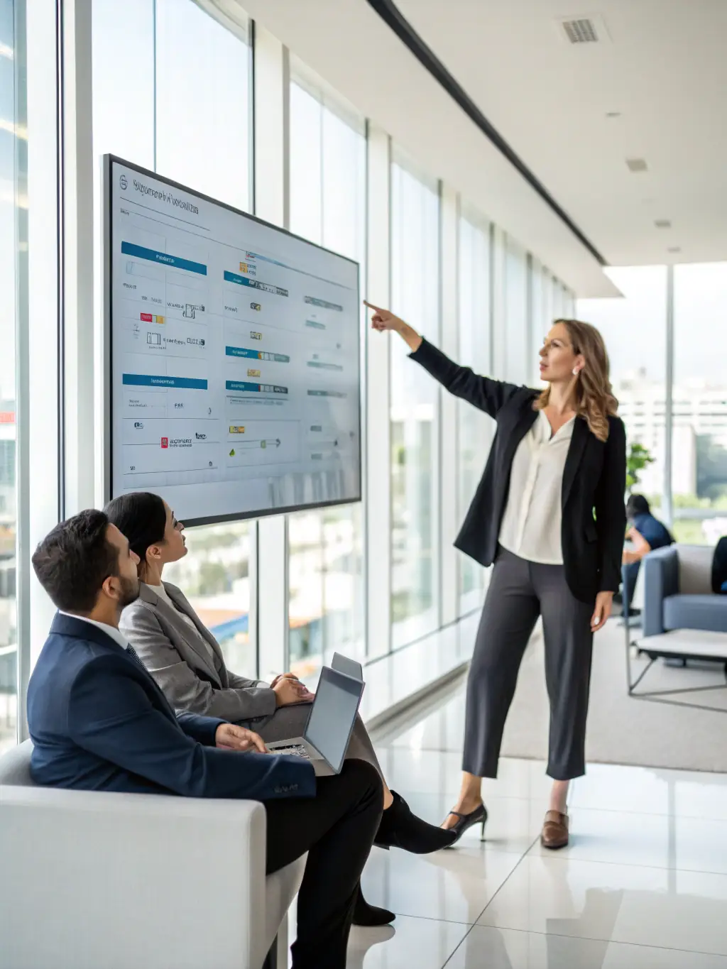 A professional image of a financial analyst presenting investment data related to Arctic oil and gas projects, conveying trust and expertise.