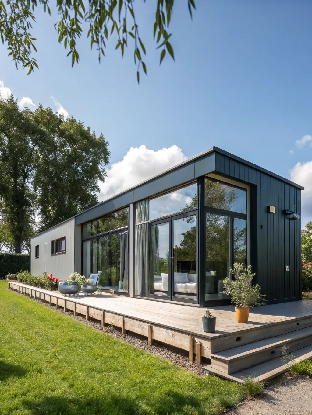 A photograph of a modular housing unit designed for Arctic conditions, showcasing its insulation and self-sufficiency.