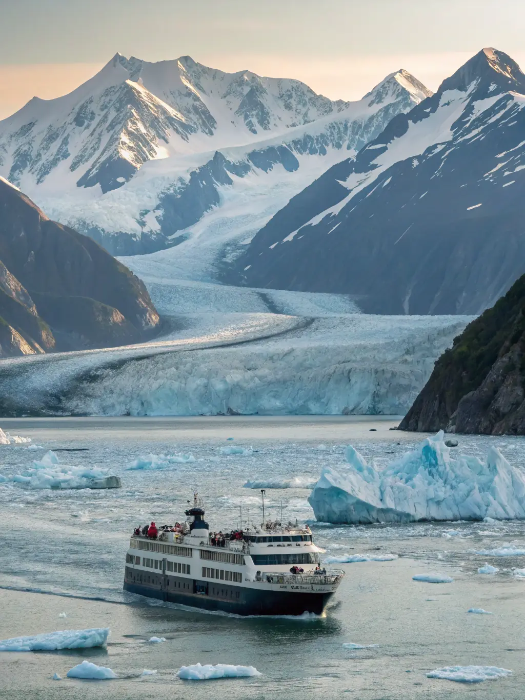 A high-resolution photograph of a modern icebreaker ship navigating through thick Arctic ice, showcasing its robust design and capabilities in harsh conditions. The image should convey power and reliability.